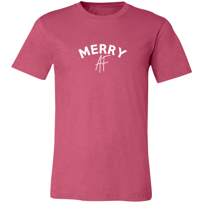 Merry AF graphic t-shirt in Heather Raspberry