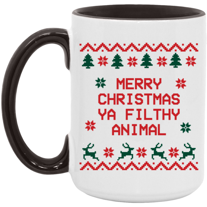 Merry Christmas Ya Filthy Animal ceramic coffee mug, product photo 5