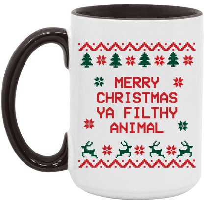 Merry Christmas Ya Filthy Animal ceramic coffee mug, product photo 5