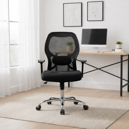 Mid Back Mesh Chair Ergonomic Design with Breathable Back, Cushioned Seat, Adjustable Height and Rolling Base for Home Office Workstation