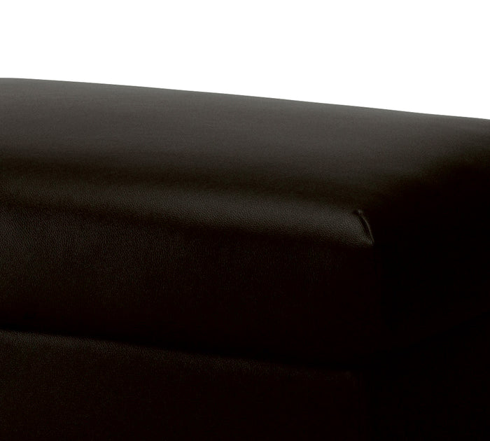 Modern Black Faux Leather Ottoman Footrest with Rectangular Padded Foot Stool and Extra Seating for Living Room