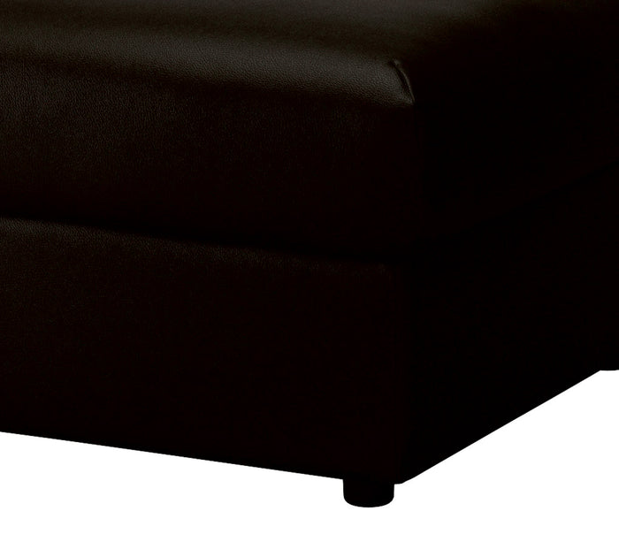 Modern Black Faux Leather Ottoman Footrest with Rectangular Padded Foot Stool and Extra Seating for Living Room