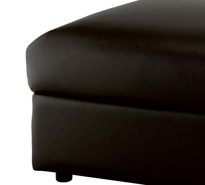 Modern Black Faux Leather Ottoman Footrest with Rectangular Padded Foot Stool and Extra Seating for Living Room