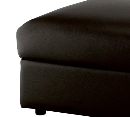 Modern Black Faux Leather Ottoman Footrest with Rectangular Padded Foot Stool and Extra Seating for Living Room