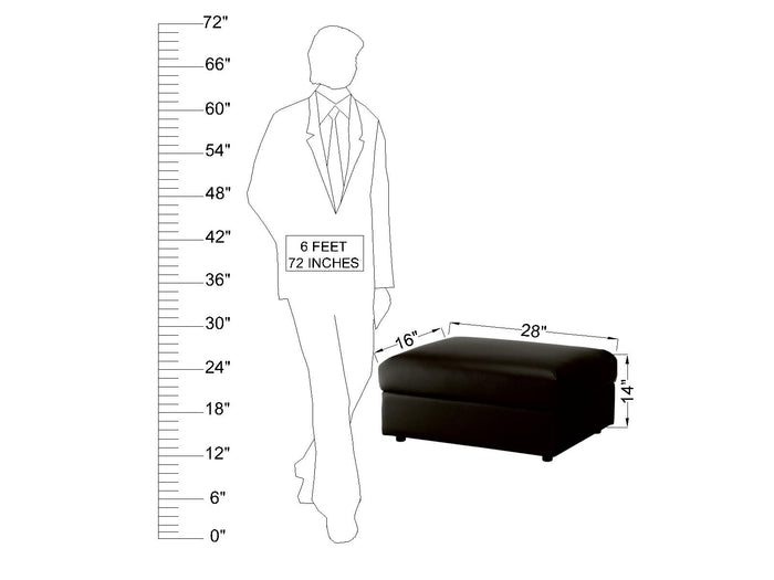 Modern Black Faux Leather Ottoman Footrest with Rectangular Padded Foot Stool and Extra Seating for Living Room