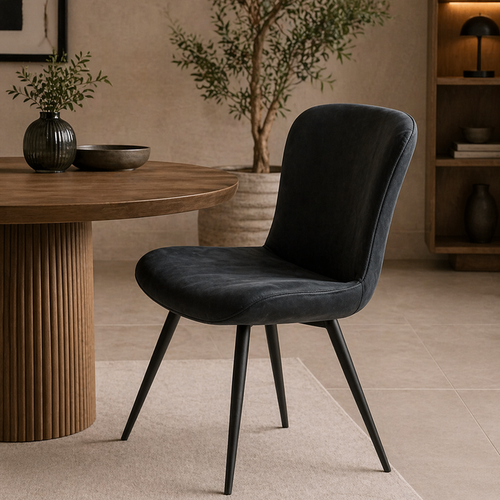 Modern Cafe Chair Upholstered with Solid Backrest and Metal Legs for Home, Restaurant, Coffee Shop Seating