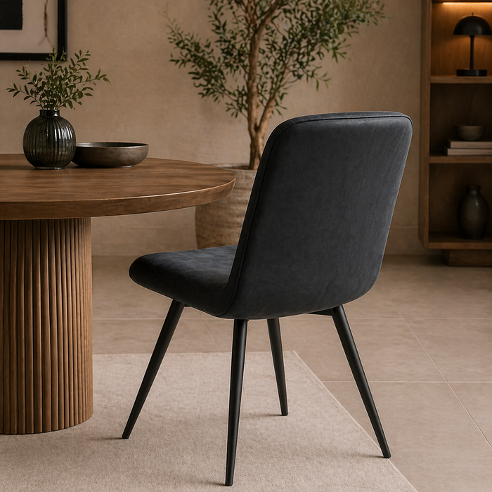 Modern Cafe Chair Upholstered with Solid Backrest and Metal Legs for Home, Restaurant, Coffee Shop Seating