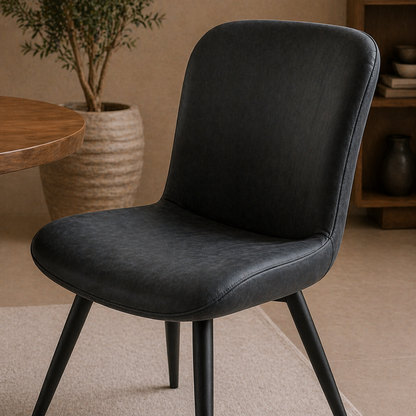 Modern Cafe Chair Upholstered with Solid Backrest and Metal Legs for Home, Restaurant, Coffee Shop Seating