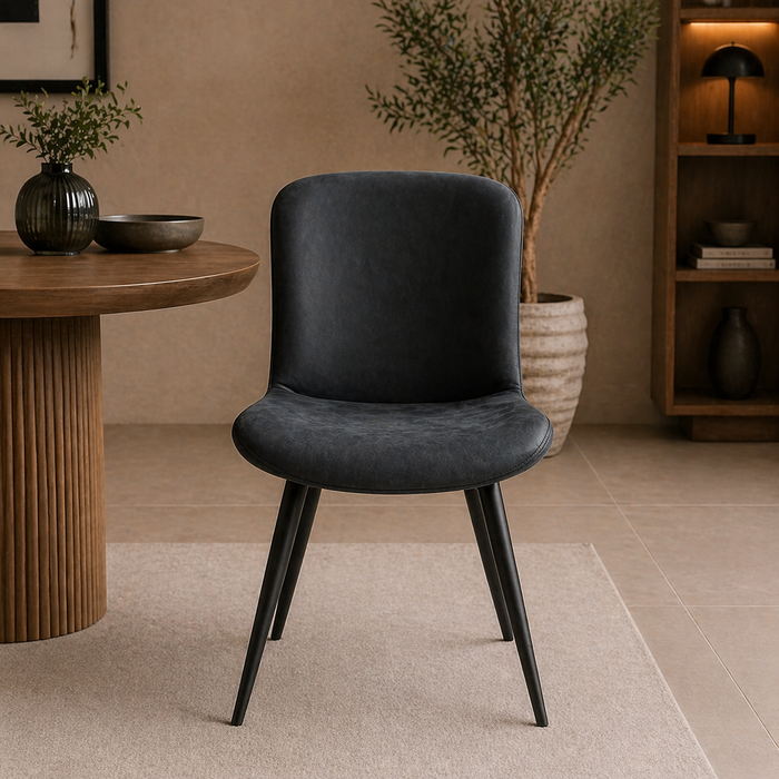Modern Cafe Chair Upholstered with Solid Backrest and Metal Legs for Home, Restaurant, Coffee Shop Seating