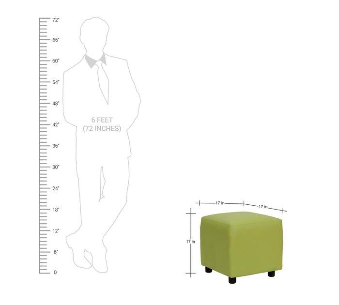 Modern Lime Green Cube Pouffe Ottoman - Square Footstool for Kids Playroom, Nursery & Living Room