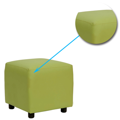 Modern Lime Green Cube Pouffe Ottoman - Square Footstool for Kids Playroom, Nursery & Living Room