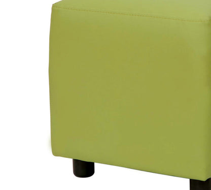 Modern Lime Green Cube Pouffe Ottoman - Square Footstool for Kids Playroom, Nursery & Living Room