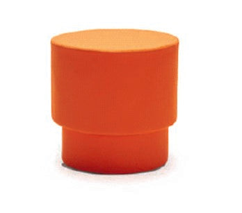 Modern Round Orange Pouffe with Upholstered Cylindrical Footrest Stool for Living Room