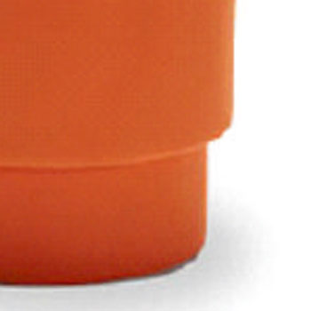 Modern Round Orange Pouffe with Upholstered Cylindrical Footrest Stool for Living Room
