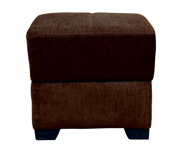Modern Square Fabric Pouffe with Dark Brown Upholstered Footstool for Living Room