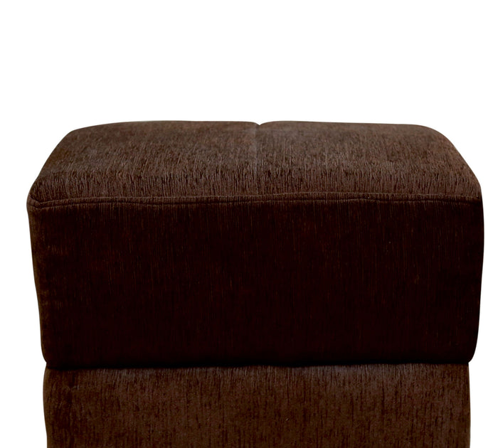Modern Square Fabric Pouffe with Dark Brown Upholstered Footstool for Living Room
