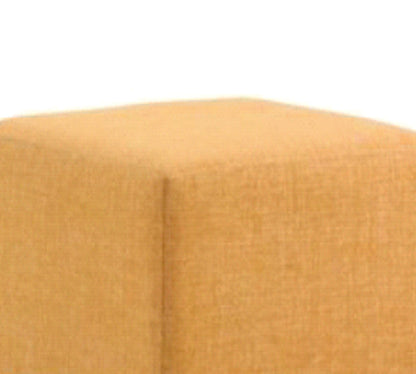 Modern Square Pouffe with Mustard Yellow Fabric Footstool and Silver Chrome Legs for Living Room