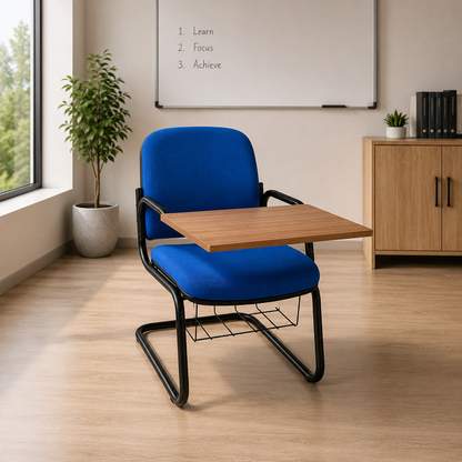 Modern Study Chair in Metal Frame Legs Base with Wooden Writing Pad