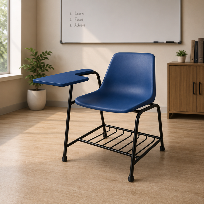 Modern Study Chair in Metal Legs with Wooden Plastic Pad