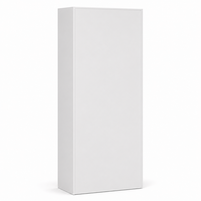 Modern White Storage Cabinet with Open Display Shelves, Double Door Cupboard, 3-Tier Multipurpose Organiser for Home