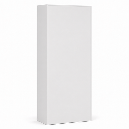 Modern White Storage Cabinet with Open Display Shelves, Double Door Cupboard, 3-Tier Multipurpose Organiser for Home