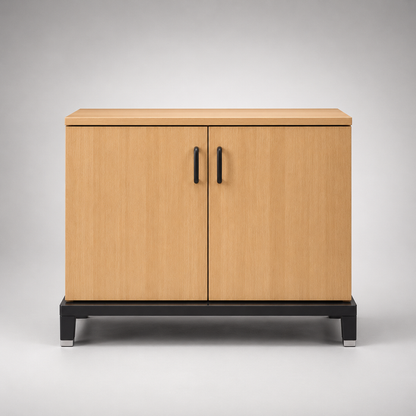 Modern Wooden Side Unit with Open Shelves & Storage for Office, Reception & Commercial Interior Spaces