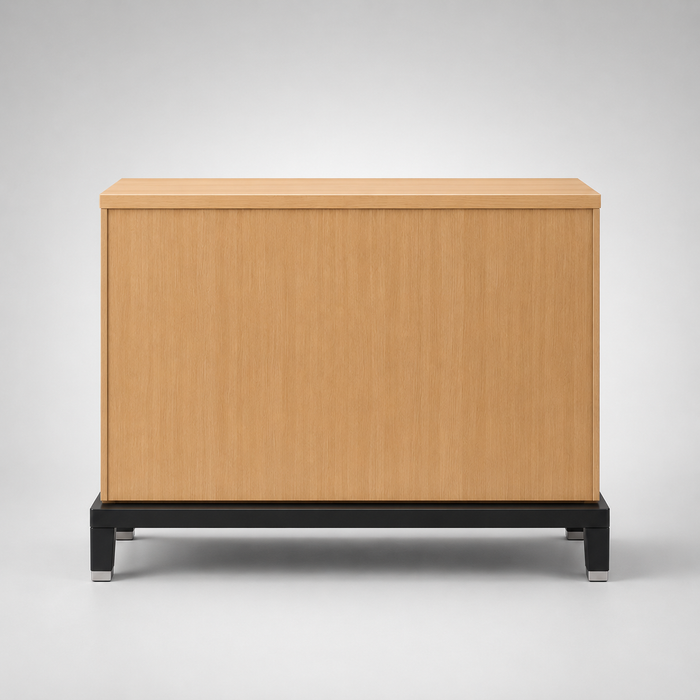 Modern Wooden Side Unit with Open Shelves & Storage for Office, Reception & Commercial Interior Spaces
