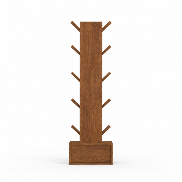 Modern Zig Zag Bookshelf with Open Display Shelves and Lower Storage Drawer, Tall Freestanding Bookcase for Living Room