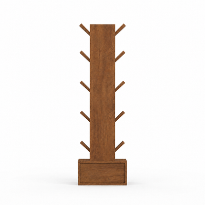 Modern Zig Zag Bookshelf with Open Display Shelves and Lower Storage Drawer, Tall Freestanding Bookcase for Living Room