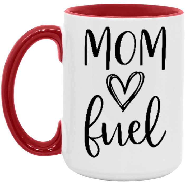 Mom Fuel ceramic coffee mug in White/Red