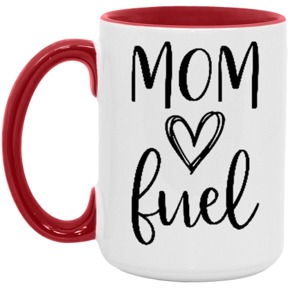 Mom Fuel ceramic coffee mug in White/Red