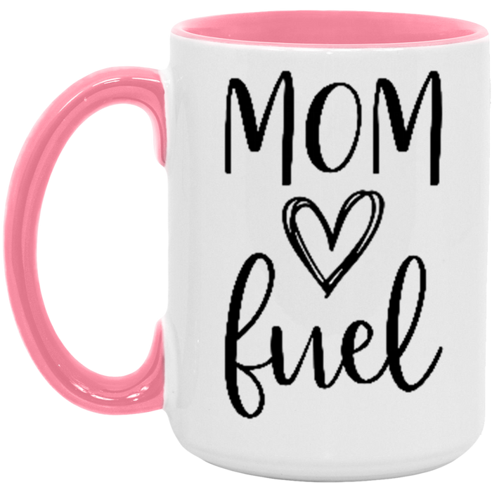 Mom Fuel ceramic coffee mug in White/Pink