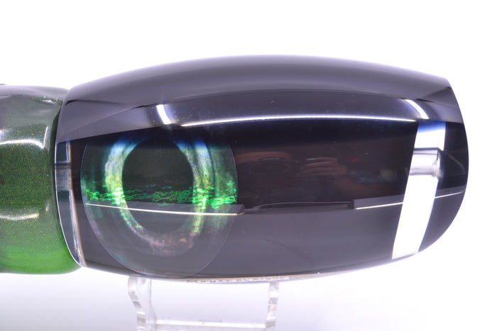 Moyes Lures Black Pearl Black Back Taxi Eyes XL Argus Teaser 25.5oz FT Vinyl Green Tiger