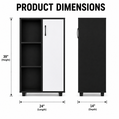 Multi-Purpose Kitchen Storage Cabinet with Open Shelves, Single Door Storage, Pantry Organizer for Kitchen