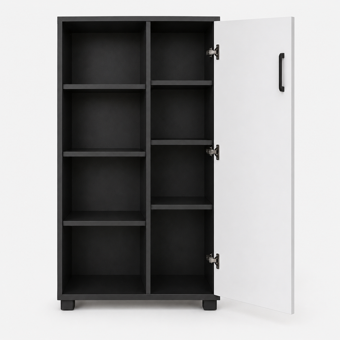Multi-Purpose Kitchen Storage Cabinet with Open Shelves, Single Door Storage, Pantry Organizer for Kitchen