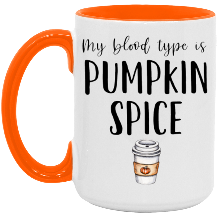 My Blood Type Is Pumpkin Spice ceramic coffee mug, product photo 2