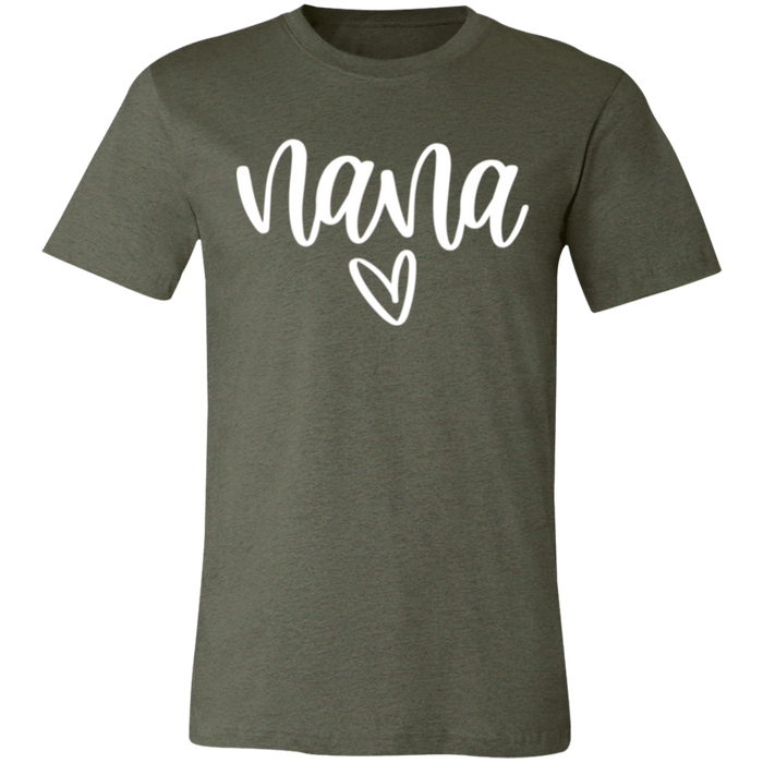 Nana Heart graphic t-shirt in Heather Military Green