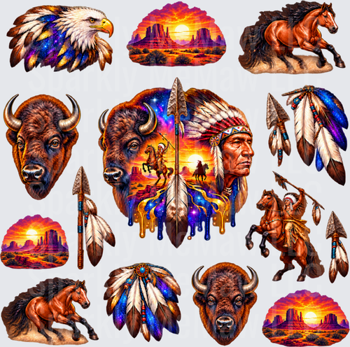 Native American Western Spirit 10X10 UV DTF Full Sheet