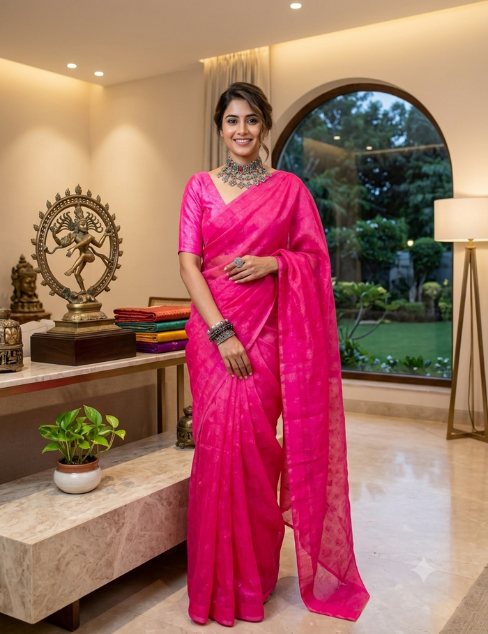 Neon Pink Saree