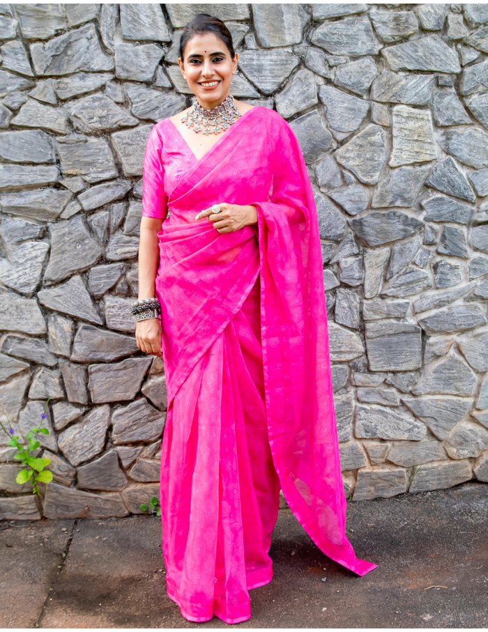 Neon Pink Saree
