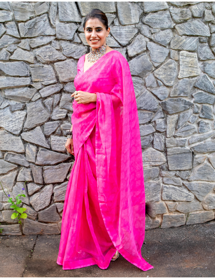Neon Pink Saree