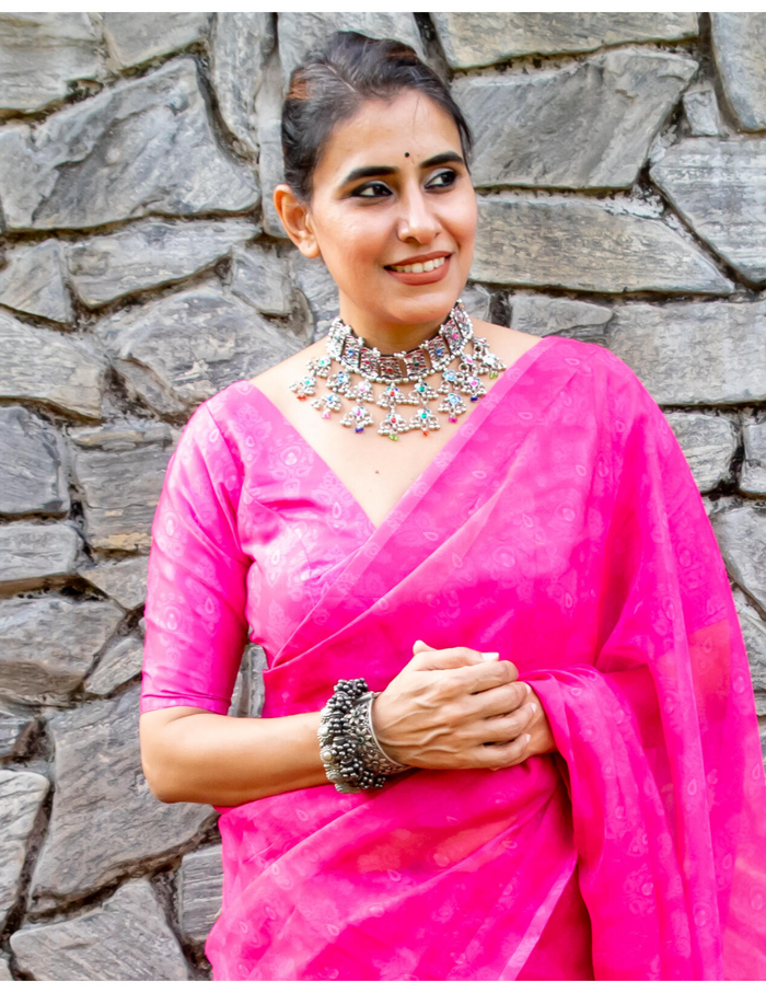 Neon Pink Saree