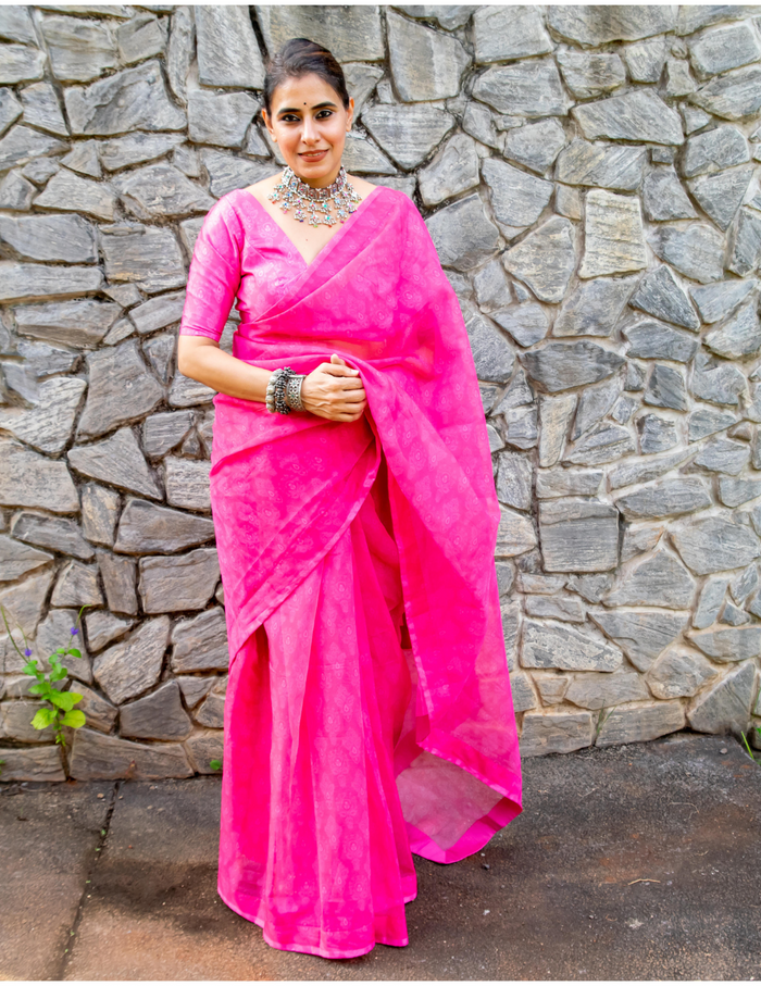 Neon Pink Saree
