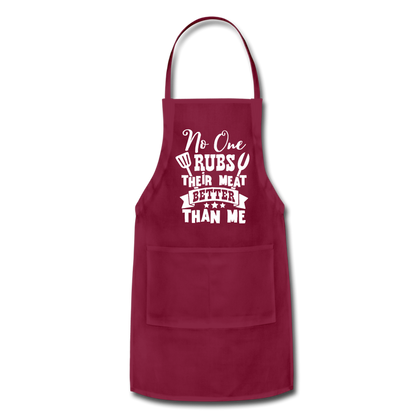 No One Rubs Their Meat Better Than Me BBQ Adjustable Apron - burgundy