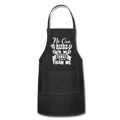 No One Rubs Their Meat Better Than Me BBQ Adjustable Apron - black