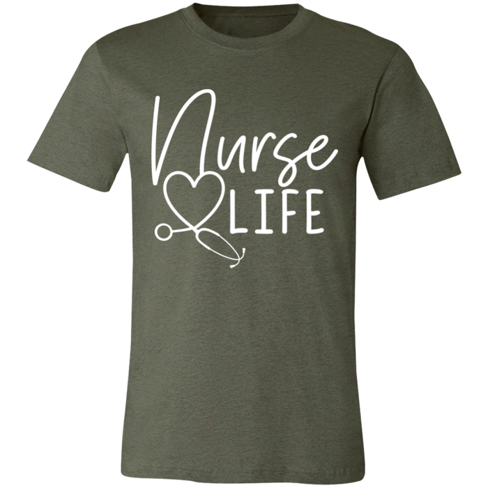 Nurse Life graphic t-shirt in Heather Military Green