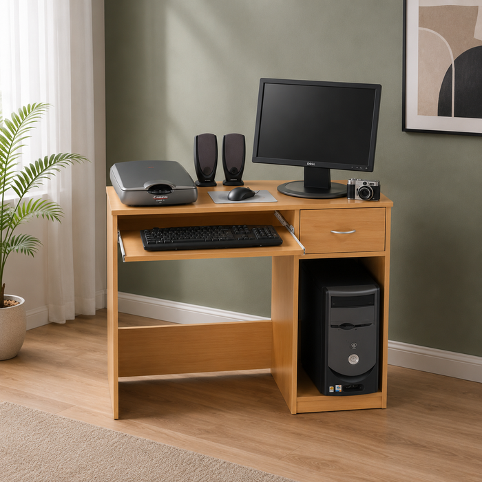 Office Desk and Computer Table with Keyword Tray and CPU Space Made In High Quality Pre-Laminated Particle Board