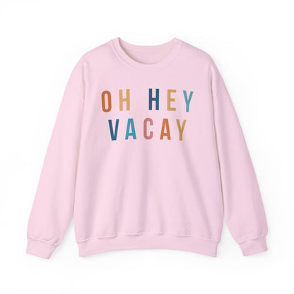 Oh Hey Vacay crewneck sweatshirt in Light Pink