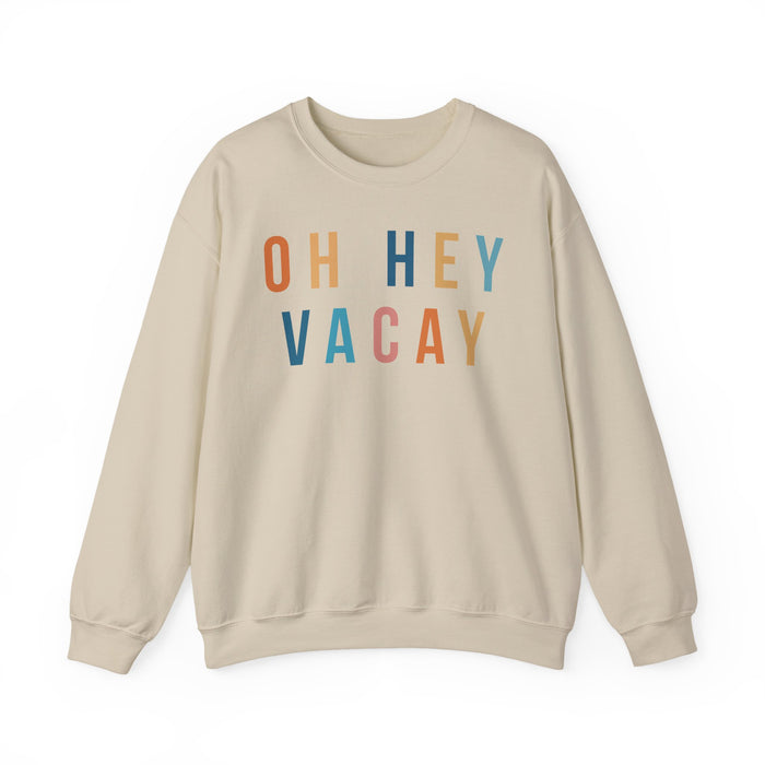 Oh Hey Vacay crewneck sweatshirt in Sand