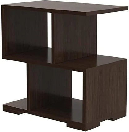 Open Shelf Bedside Table for Bedroom, Dark Walnut Particle Board Nightstand with 4 Tier Display Storage